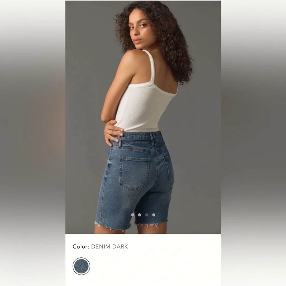 NWT new 26 Anthropologie unpublished Tessa denim Bermuda shorts jean dark - Picture 6 of 17